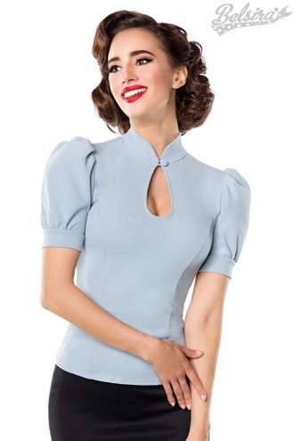Vintage Blouse with Short Puff Sleeves (101188)