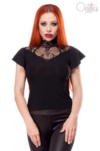 Blouse with Lace and Cap Sleeves (101245)