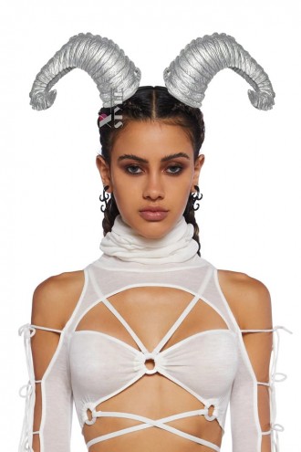 Cosplay Couture Silver Horns on a Hoop (5042192)