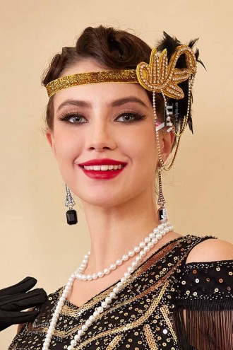 Золотистая повязка Gatsby с цепочками  (504249)