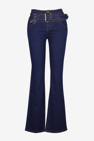 Сині джинси кльош з поясом X8117 (108117)