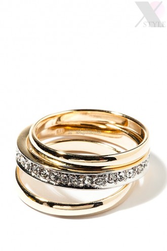 Gold-Plated Rings 3 pcs Set (708213)