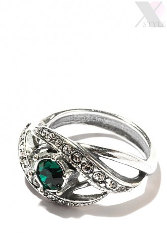 Silver-Plated Ring with Emerald Swarovski Crystal (708214)