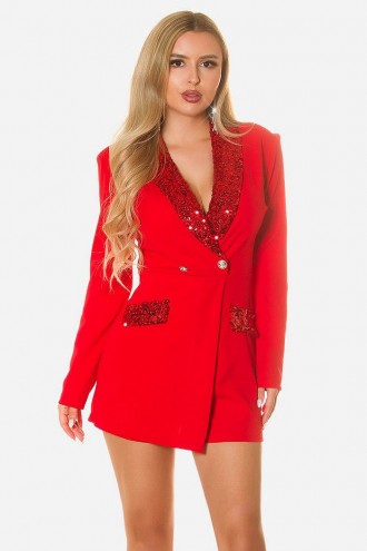 Red Sequin Blazer Look Jumpsuit (126267)