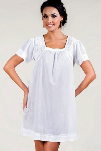 White Cotton Tunic with Embroidery (101140)