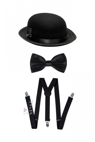 Gangster Costume (hat, suspenders, bow tie) (611034)