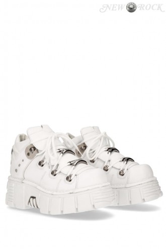 NAPA BLANCA White Leather High Platform Sneakers (310071)