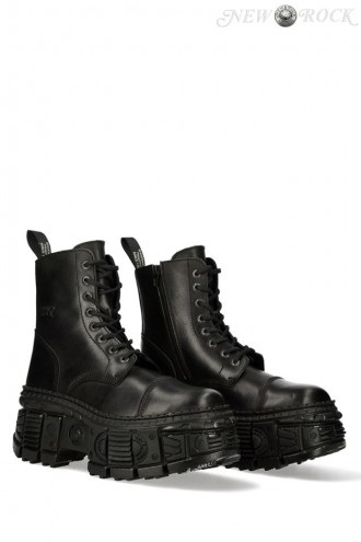 CRUST CASCO Black Leather Chunky Platform Boots (310073)