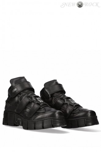TOWER CASCO Black Leather Chunky Platform Sneakers (314030)