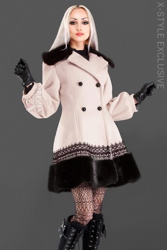 Women's Winter Coat with Lace and Fur (115010)