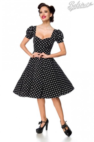 Vintage Polka Dot Short Sleeve Dress (105563)