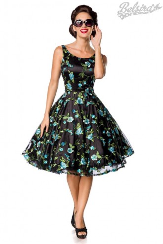 Винтажное платье с цветочным узором и вышивкой (105403)