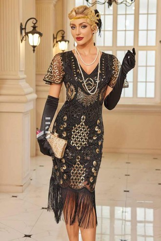 Элегантное платье Gatsby с рукавами-крылышками (105588)