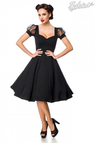 Elegant Vintage Dress with Embroidered Sleeves (105554)