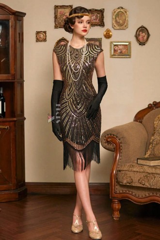 Ошатне плаття для вечірки Гетсбі (Black-Gold) (105579)