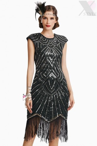 Long black flapper store dress