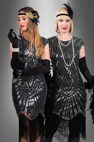 Elegant Black Flapper Dress with Sequins X5532 (105532)