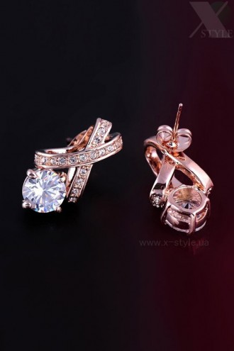 Rose Gold-Plated Earrings with Cubic Circonia (709129)