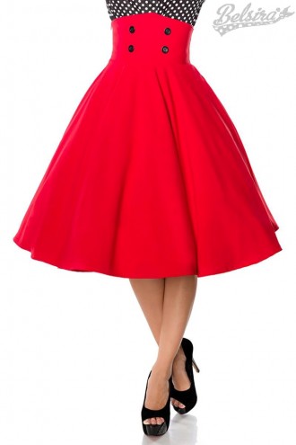 Red Retro Wide Circle Skirt (107131)