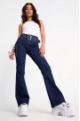 Синие джинсы клеш с поясом X8117