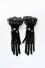 Mesh Gloves with Rhinestones and Lace
