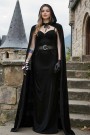 Long Black Velvet Hooded Cape