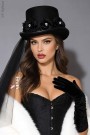 Women's carnival hat with a veil and roses X1161