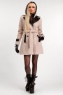 Зимове пальто з капюшоном та поясом X5047