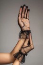 Transparent Black Tulle Gloves U1205