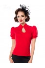 Red Retro Blouse with Puff Sleeves (101189) - материал