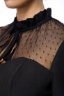 Нарядная черная блуза с сеточкой (101239) - цена