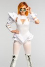 Futuristic White Bodysuit with Voluminous Details (129225) - 9