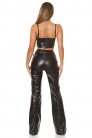 Wide Faux Leather Flared Pants with Belt KC8129 (108129) - материал