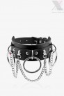 Wide Faux Leather Choker with Chains XC6240 (706240) - материал