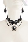 Black Rose Necklace & Earrings Set (713004) - цена