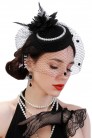Black Evening Hat with Veil and Pearls (502019) - цена
