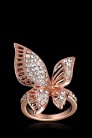 Велике кільце Метелик з камінням та позолотою (708183) - оригинальная одежда