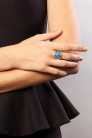Large Silver-Plated Ring with Turquoise (708210) - цена