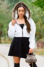 Padded White Women's Jacket with Hood and Fur E2037 (112037) - материал
