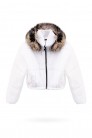 Утепленная белая куртка с капюшоном и мехом E2037 (112037) - материал