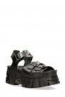 Bios Black Leather Platform Sandals (312011) - материал