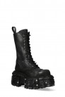 Черные кожаные сапоги со шнуровкой и винтами в платформе (310079) - 4
