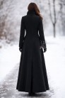 Длинное зимнее женское пальто из шерсти X068 (115068) - оригинальная одежда