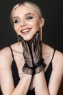 Transparent Black Tulle Gloves U1205 (601205) - оригинальная одежда