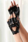 Women's Faux Leather Fingerless Gloves X1181 (601181) - 4