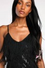 Black Glitter Dress with Fringe X5585 (105585) - 4