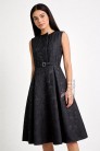 Jacquard evening dress with a floral pattern and belt (105605) - материал