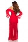 Red Chiffon Off Shoulder Dress (105512) - 5