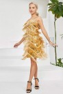 Блестящее платье с бахромой Sabrina Gold (105586) - оригинальная одежда