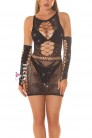 Откровенное ажурное платье и перчатки с блестками (127192) - цена